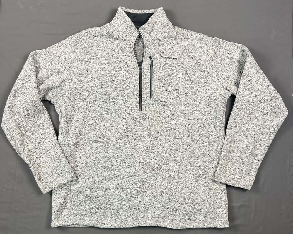 Eddie Bauer Men's Gray Heather 1/4-Zip Pullover Fleece Sweater Jacket Size TXL